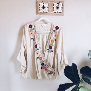 Entro Embroidered Open Top Floral Spring Shirt